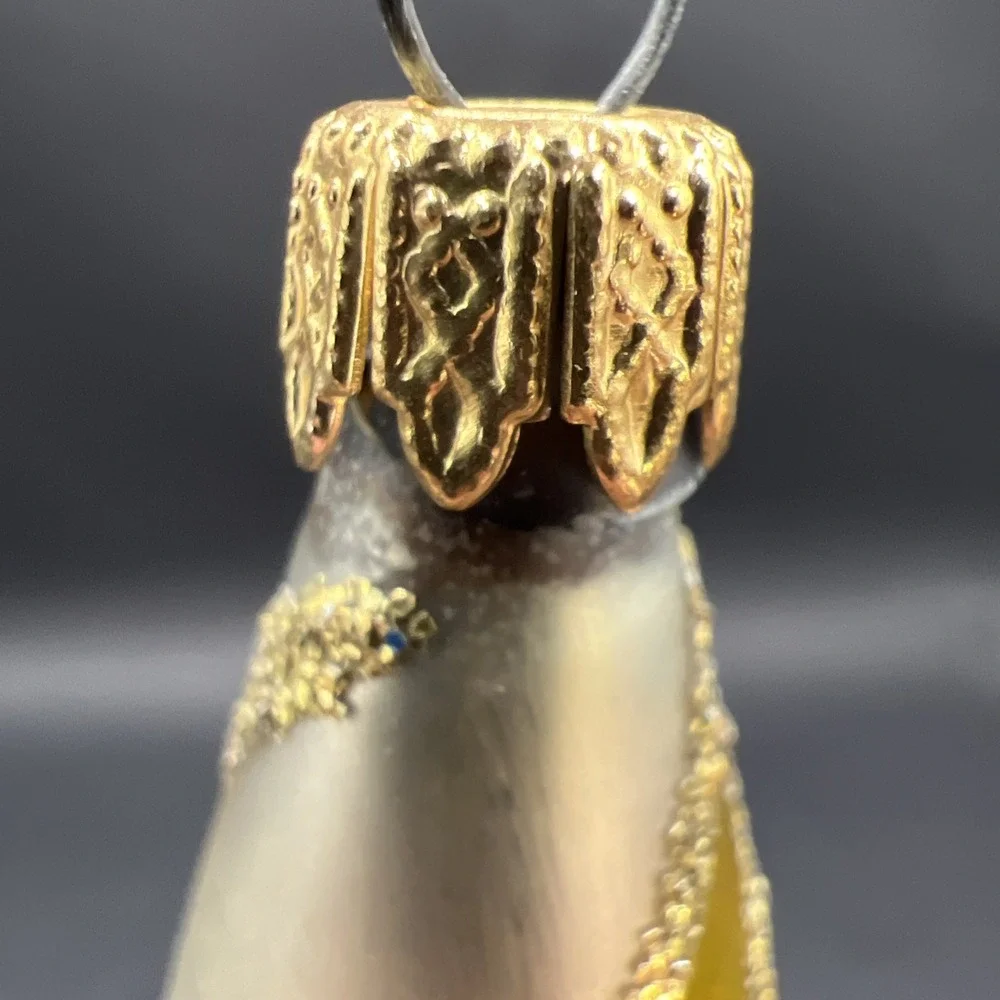 Vintage Kurt Adler Glass Swirl Spiral Icicle Christmas Ornament Columbia Cap